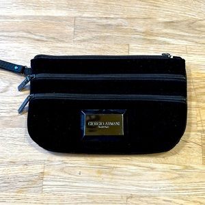 Giorgio Armani black velvet wristlet or wallet.